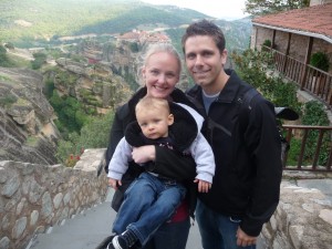 Preston, Jen and Ethan in Meteora, Greece
